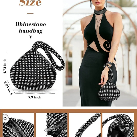 6 pcs Women Crystal Set Rhinestone Choker Necklace,Bangle Bracelet,earring - Picture 3 of 4